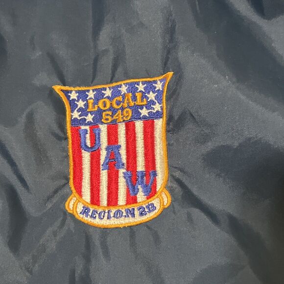 Vintage UAW Retiree Local 549 Nylon Jacket Windbreaker Snap Button XL - Picture 4 of 10